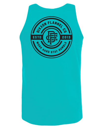 Black Work Hard Badge Tank - Tiffany