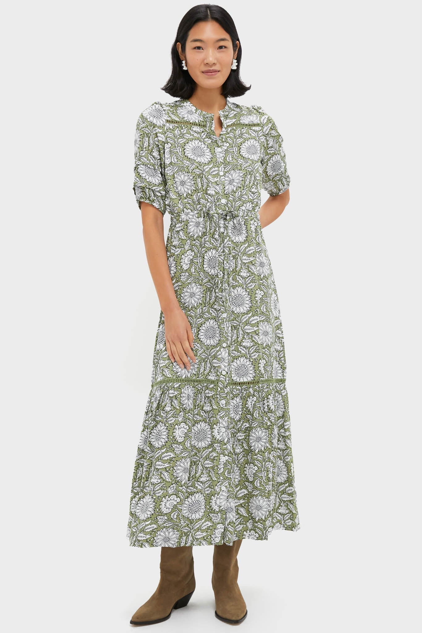 Arles Gothic Olive Lucy 4 Short Sleeve Dress