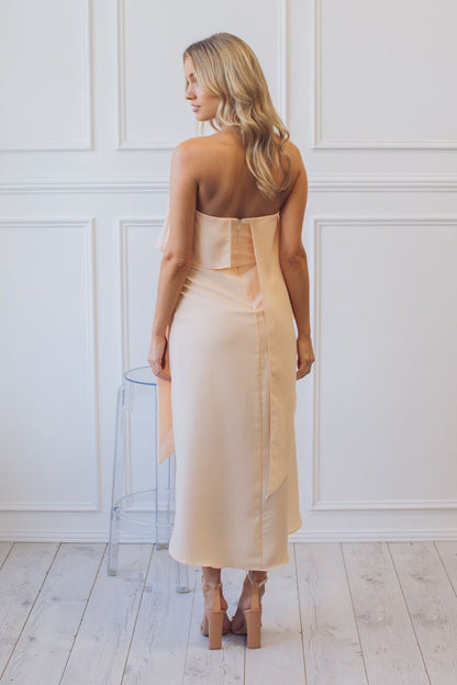 Fleur Apricot Dress | Women's Strapless Midi Dress