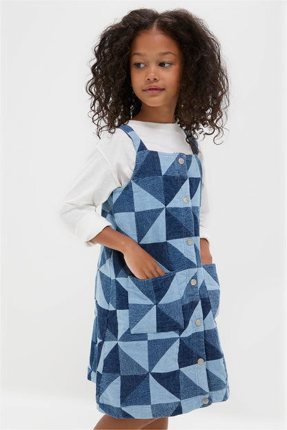 Blue Deniz Denim Apron Dress