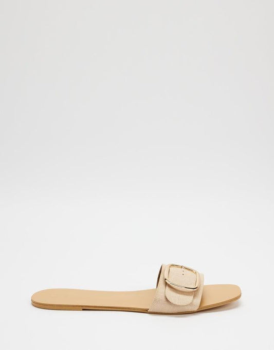 Gusta Vanilla Linen Sandals | Women's Flat Sandals