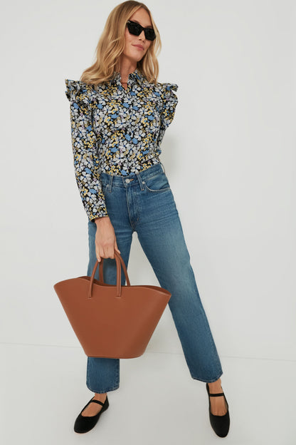 Blue & Yellow Floral Primrose Blouse