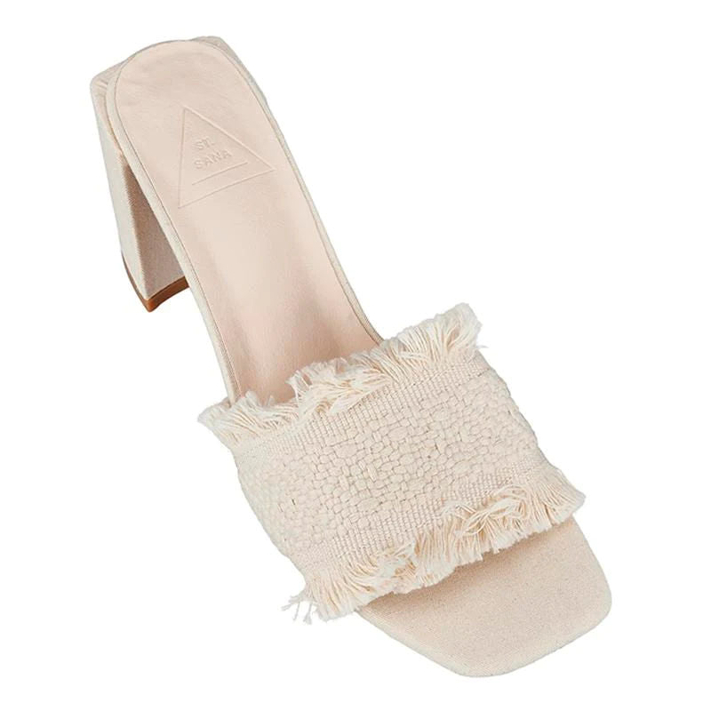 Camilla Natural Mules | Women's Block Heel Mules