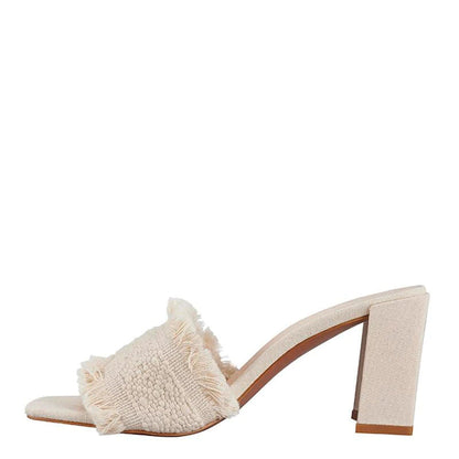 Camilla Natural Mules | Women's Block Heel Mules