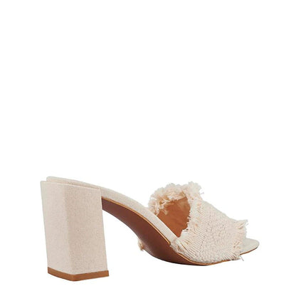 Camilla Natural Mules | Women's Block Heel Mules