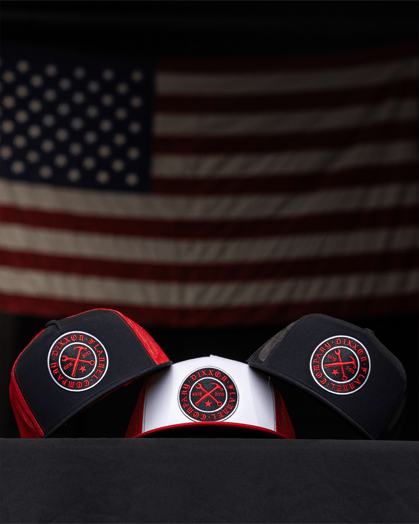 Nameplate Flat Bill Trucker Snapback - Red
