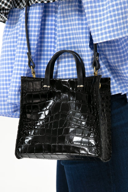 Black Croco Simple Tote Bebe