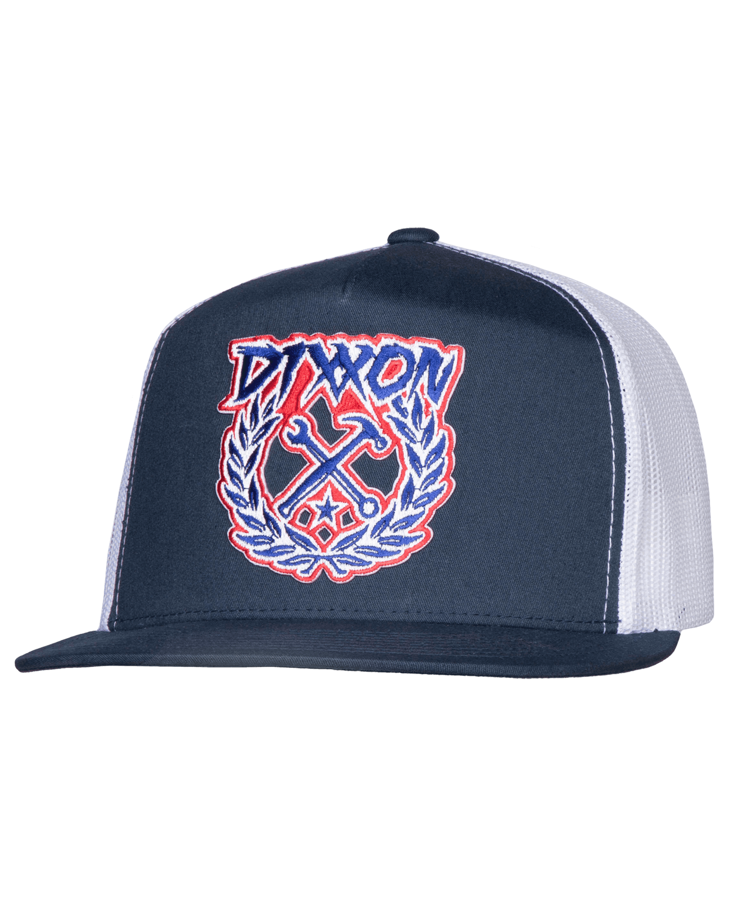 Party Crest Flat Bill Trucker Snapback - Red, White, & Blue