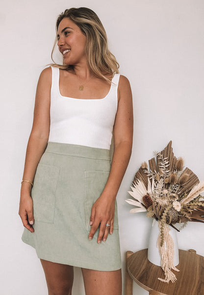 Amba Sage Skirt | Women's Fitted Mini Skirt