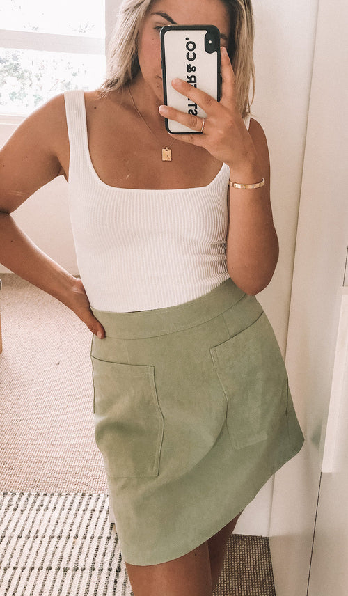 Amba Sage Skirt | Women's Fitted Mini Skirt