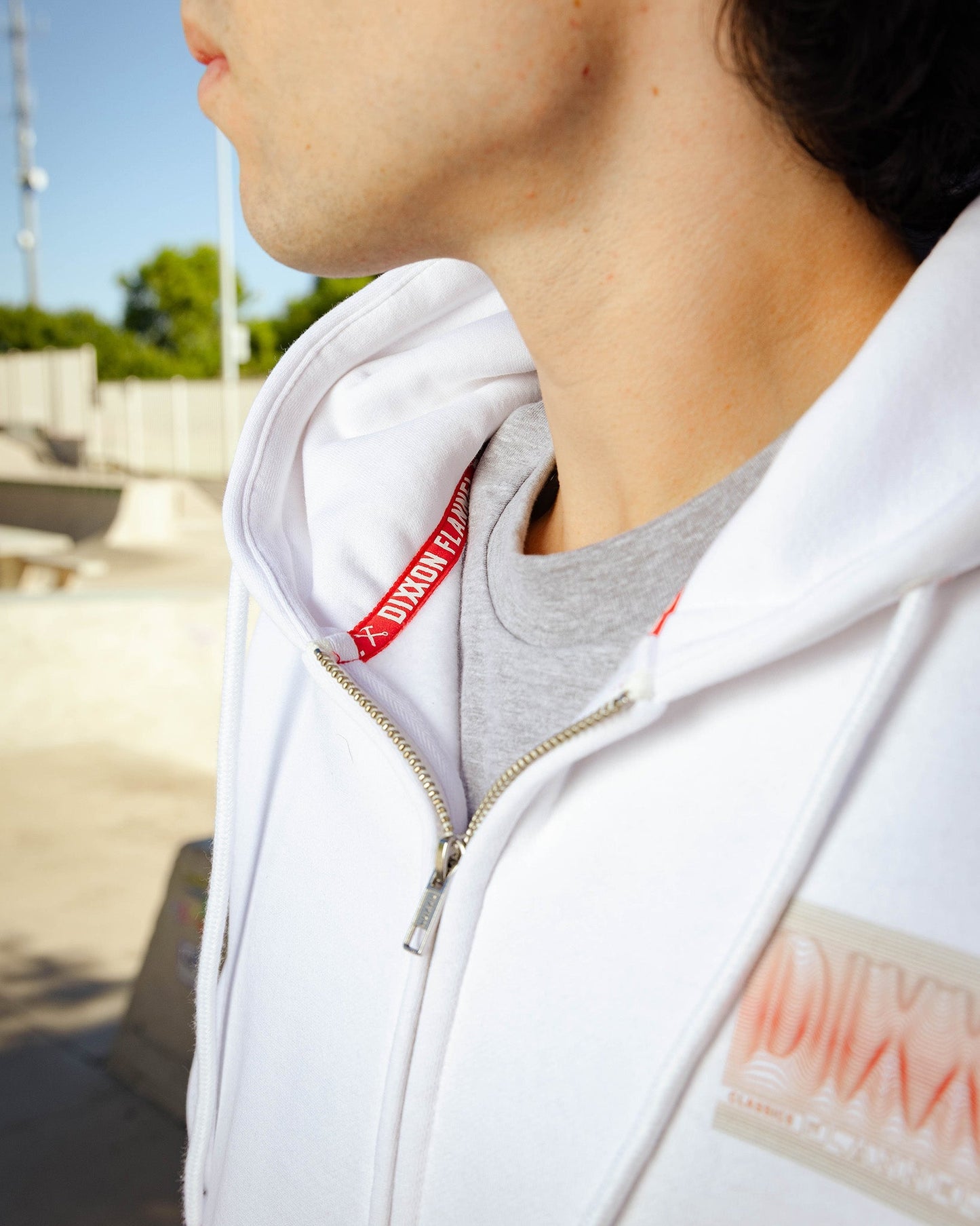 Red Epicenter Zip Up Hoodie - White