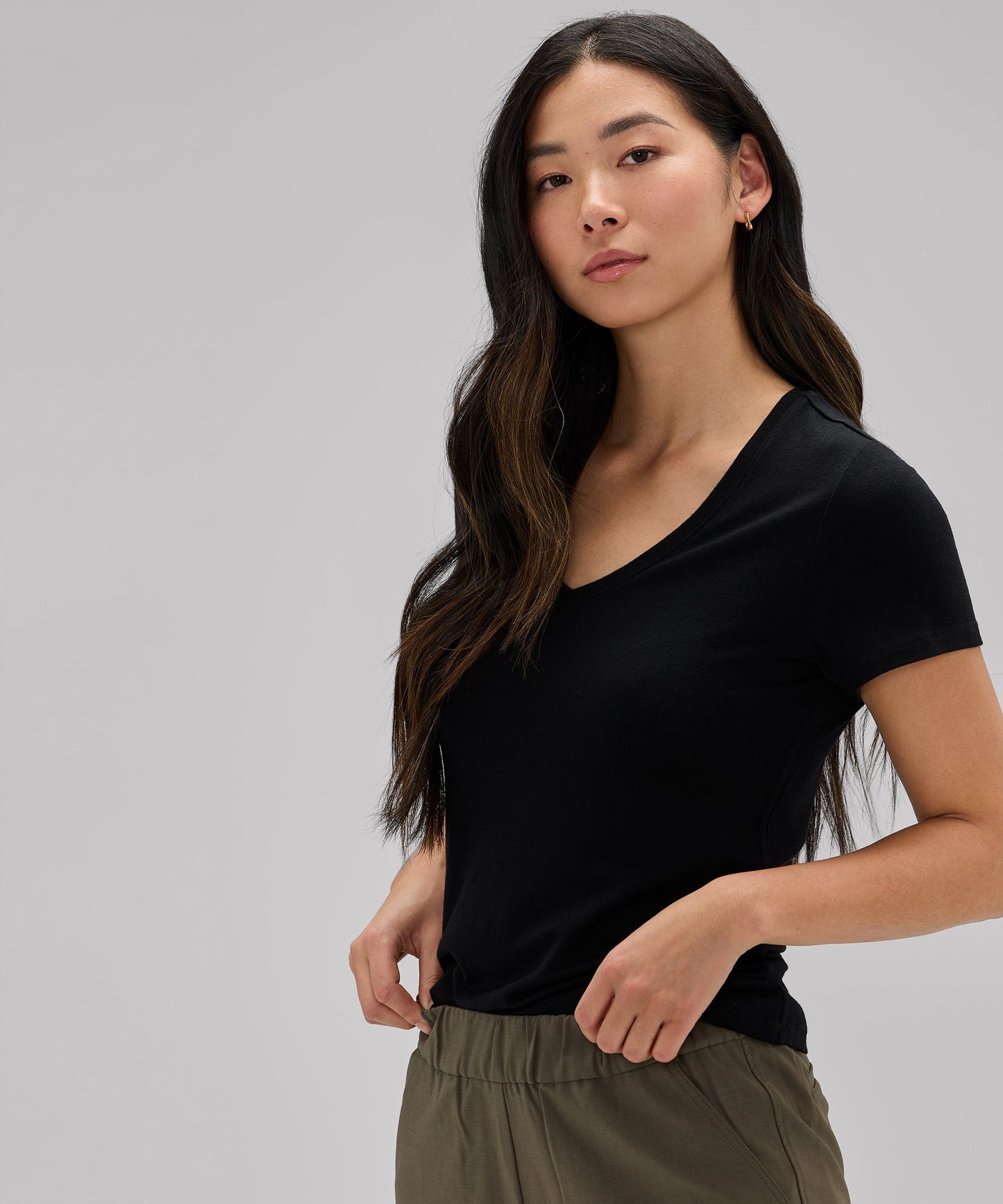 Women's Petite Merino V-Neck T-Shirt