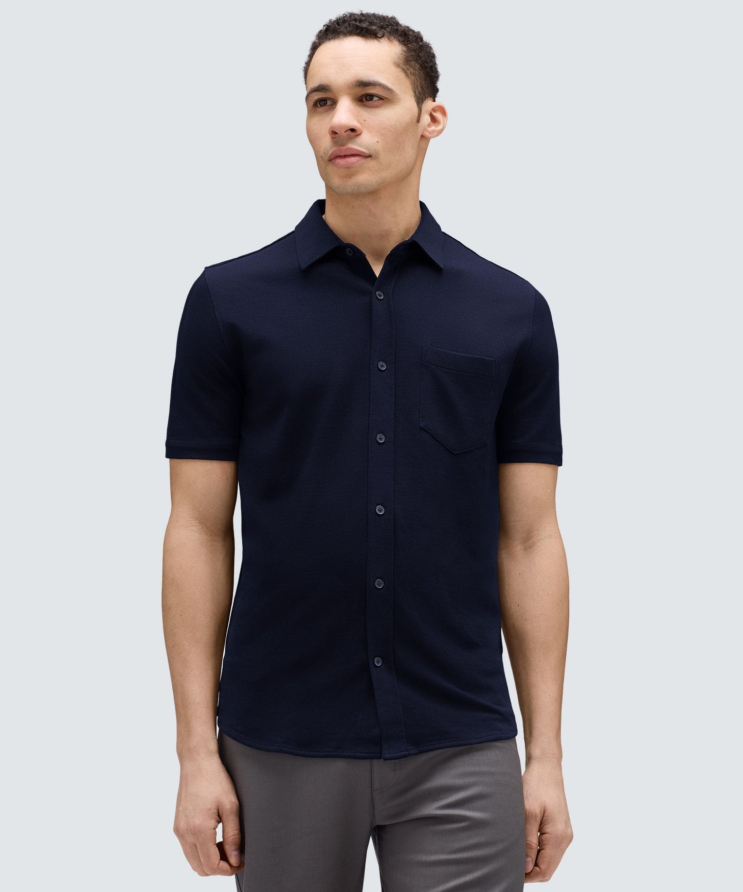 Men's Short Sleeve Merino Button-Up