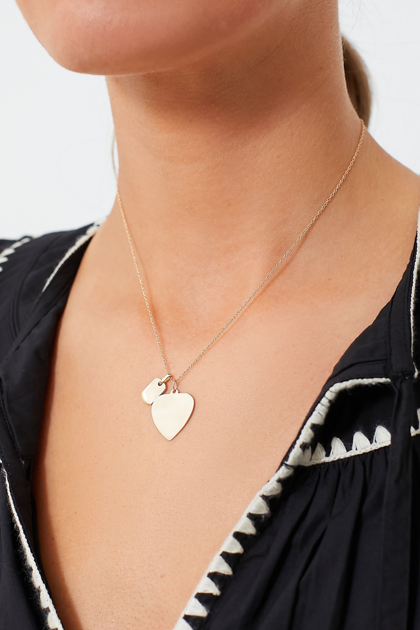 14k Gold Diamond Dog Tag Charm