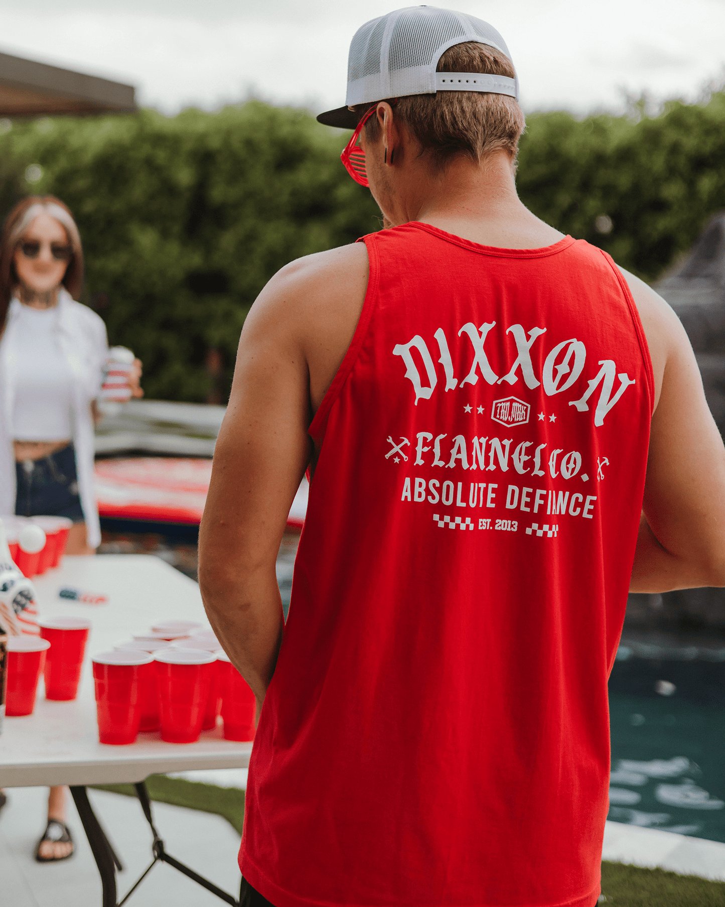White Cruz Tank - Red