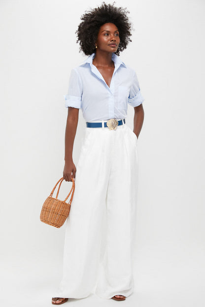 Atlantic Navy and Chambray Reversible Leather Belt