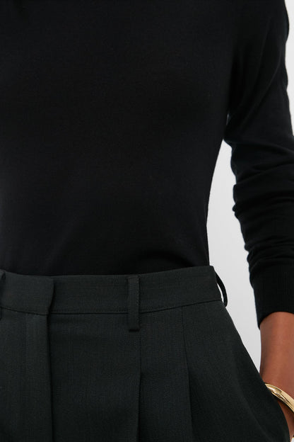 Black Cashmere Silk Long Sleeve Katie Tee