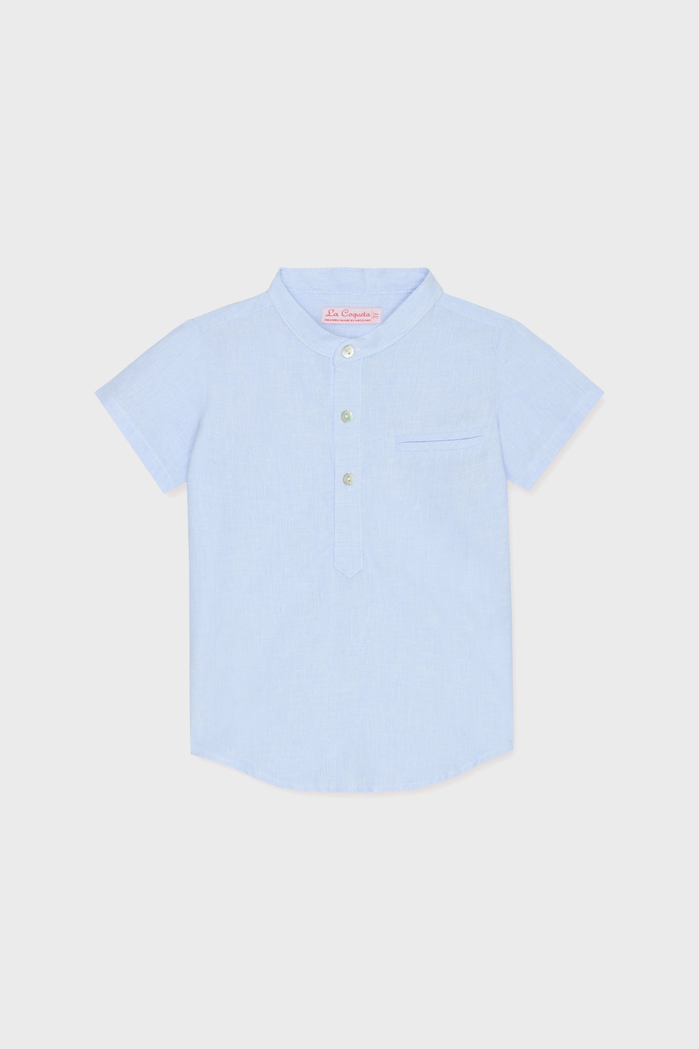 Blue Stripe Arcos Linen Mix Short Sleeve Shirt